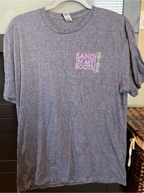 Gildan Heather Gray Tee with Pink & White Chest Text